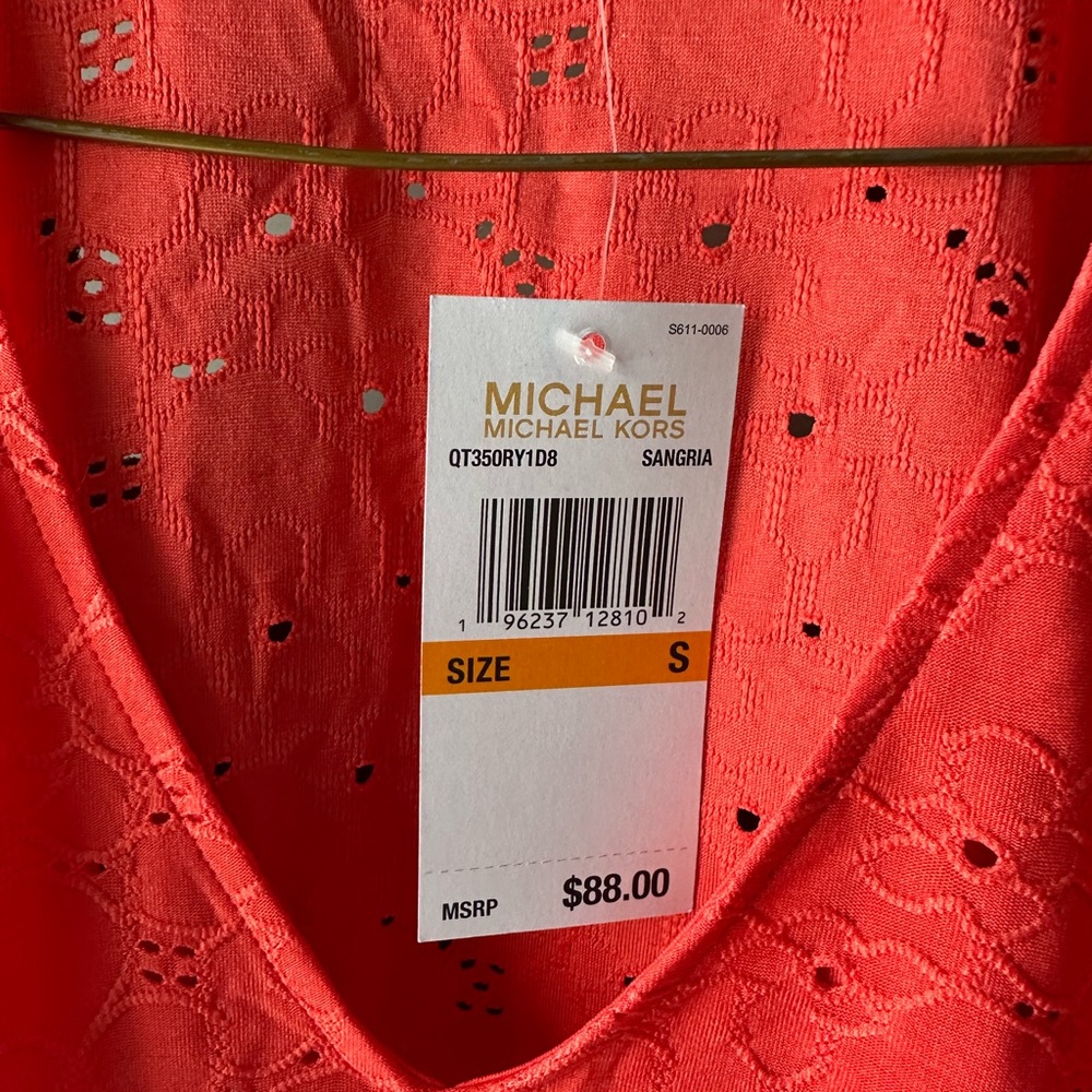 Michael Kors Red Lace V-Neck Blouse - Picture 3 of 7